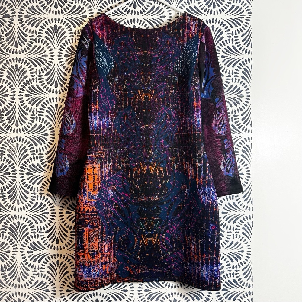 Reine Francaise Abstract Color Long Sleeve Dress